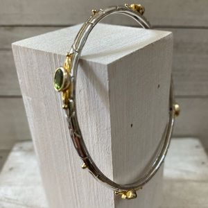 925 Sterling Silver & Gemstone Bangle Bracelet